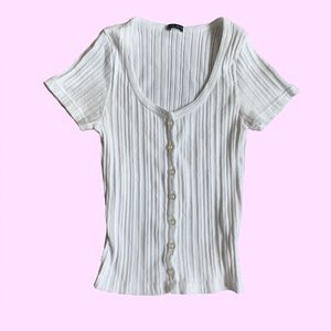 Brandy Melville White Ribbed Zelly Top